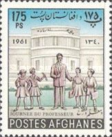 Teacher with Children in front of School