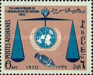 UN emblem, scales, spacecraft