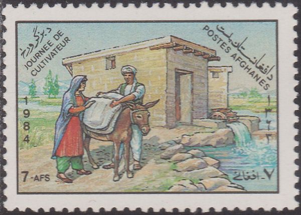 Saddling Donkey by Water-mill