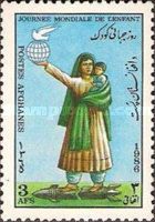 Woman holding boy, emblem
