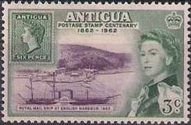 Stamp of 1862 and RMSP "Solent I" at English Harbour