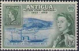 Stamp of 1862 and RMSP "Solent I" at English Harbour