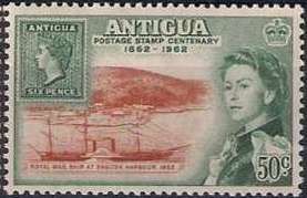 Stamp of 1862 and RMSP "Solent I" at English Harbour