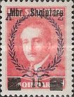 King Zog I of Albania surcharged in black