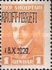 King Zog I of Albania overprinted in black