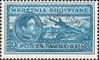 King Zog and Airplane over Tirana, overprinted