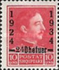King Zog I of Albania overprinted in black