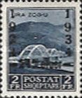 Ahmed Zog Bridge over the Mat overprinted in black
