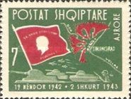 ‭Banner with Lenin, map of Stalingrad and tanks