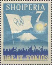 ‭Olympic flag and Mount Fuji