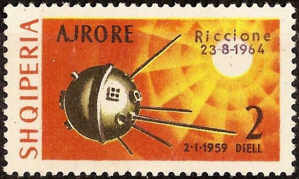 Luna 1 and Sun, overprinted