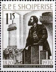 Engels addressing crowd