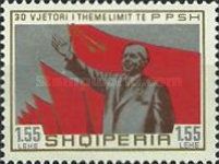 Enver Hoxha and flags