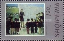 Teacher with Pupils at the War Memorial, by Nini Kleo
