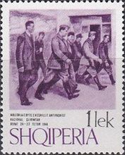 Enver Hoxha and leaders leaving Congress Hall