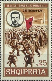 ‭Enver Hoxha, Partisans and Albanian Flag