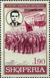 Enver Hoxha, ‭Demonstrators with Albanian Flag
