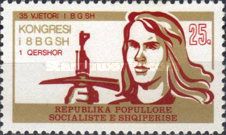 Female head, rifle, pickaxe