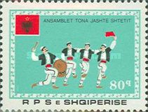 Folk Dance Group with Kerchief, Drum