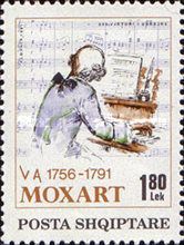 Wolfgang Amadeus Mozart, playing piano