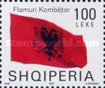 Albanian flag blowing in wind