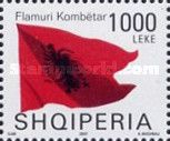 Albanian flag blowing in wind