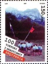 Scouts, flags, mountain