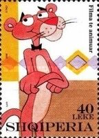 Pink Panther, wearing bowtie
