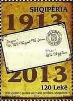 Front of addressed hand-stamped envelope