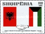 Handshake, flags of Albania and Kuwait