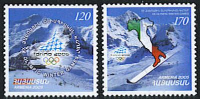 Winter Olympics, 2006, Turin - Map of Italy on Skis