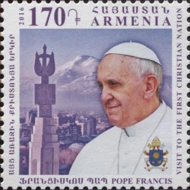 Pope Francis (facing left)