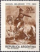 150th Death Ann. of M. Belgrano - Belgrano on horseback