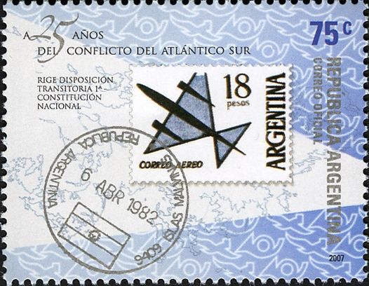 Stamp cancelled by Oficina Radiopostal Islas Malvinas
