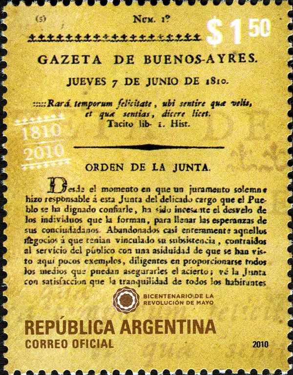 200th Anniversary of the "Gazeta de Buenos Ayres"