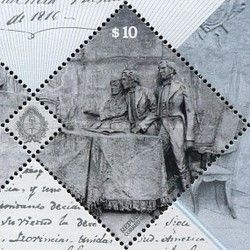 Three deputies, facing left, behind table