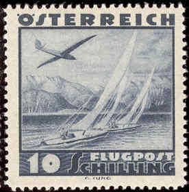 Aircraft over sailing boats on the Attersee