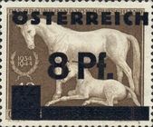 Overprint German stamp mare with foal