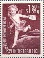Amor with a letter on the globe