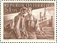 Man returning home & industrial worker, ruins & industry
