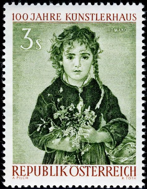 "Girl with Flowers" by Anton Romako