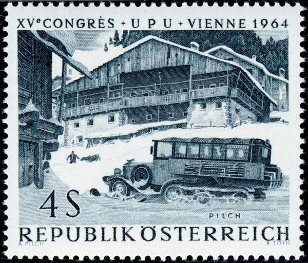 Halftrack bus in a high mountain region