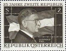 Leopold Figle (1902-65) chancellor, flag & barbed wire