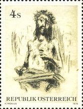 "Merciful Christ", dry-point etching by Hans Fronius