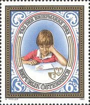 Child looking at envelope