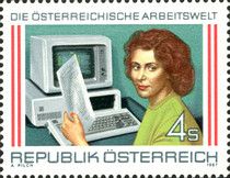 Female clerical worker at the computer
