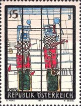 "Guards" painting by Giselbert Hoke (b. 1927)