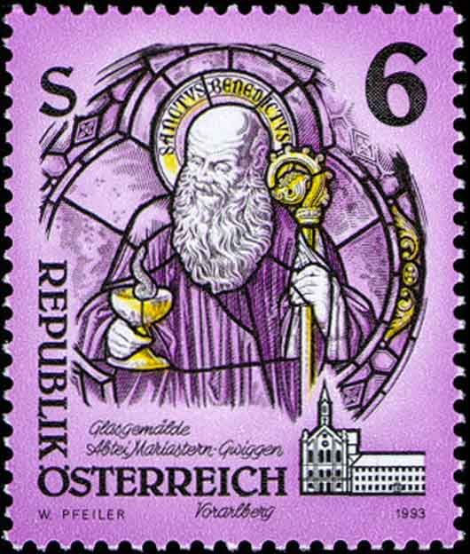 St. Benedict of Nursia, (stained-glass)