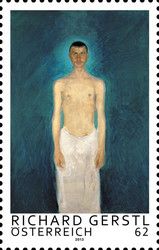 Self-portrait as a semi-nude; painting by Richard Gerstl