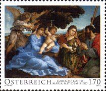 Maria with the child; painting by Lorenzo Lotto (1480-1557)